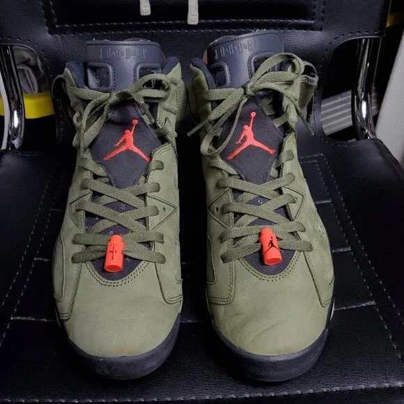 2019 air jordan retro 6 travis scott olive green size 10.5 no box worn rare
